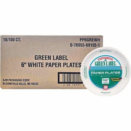 Ajm Packaging PAPER PLATES, GREEN LABEL, 6 PLATE, 10PK AJMPP6GRE